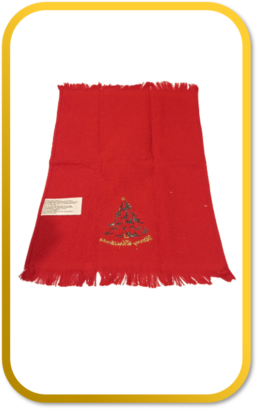 2 Towel Merry Christmas Tree & Bear Embroidered Aplique Red 100% Cotton
