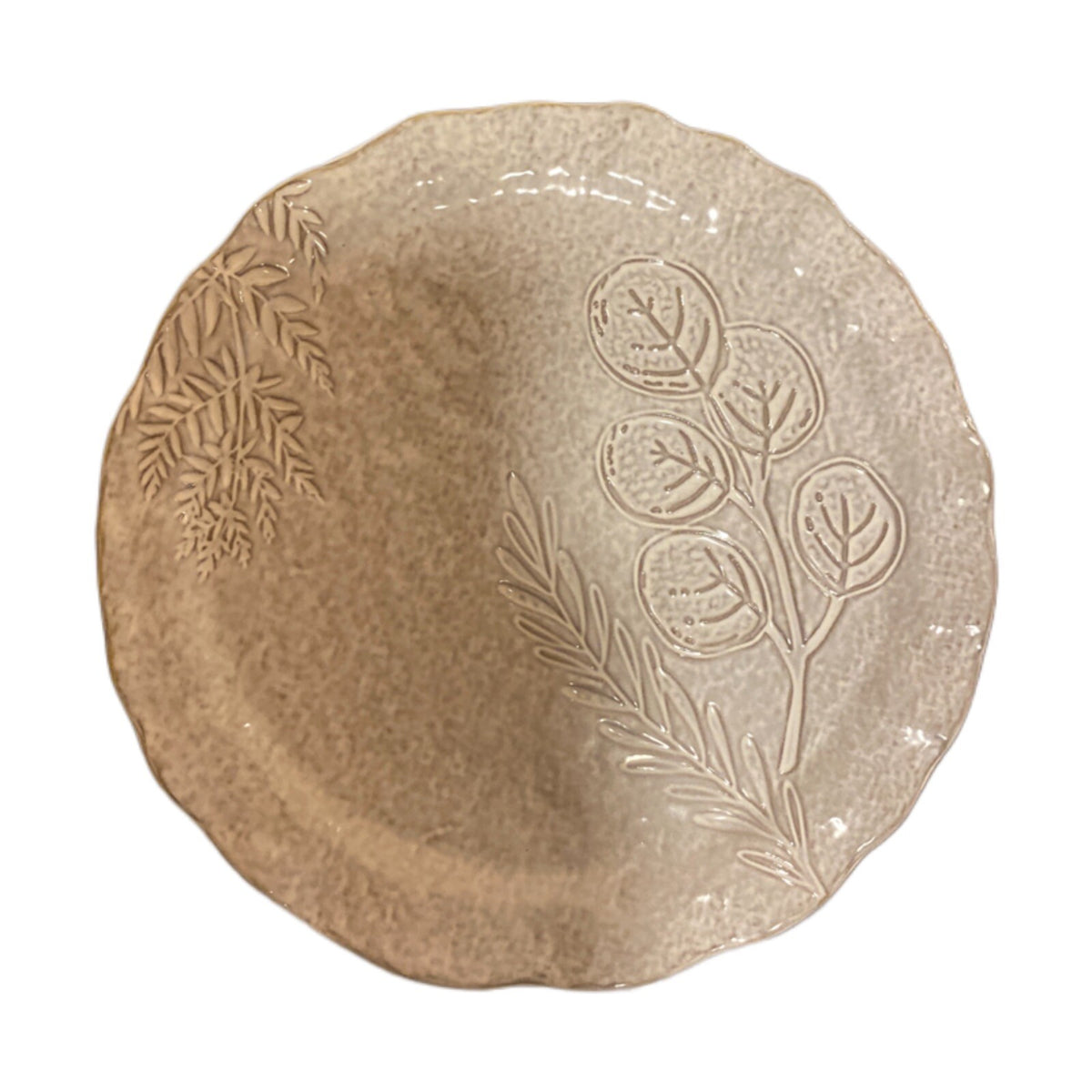 Mud Pie Plate Platter Tray Server VERANDA BOTANICAL Wavy Rim Mottled Stoneware