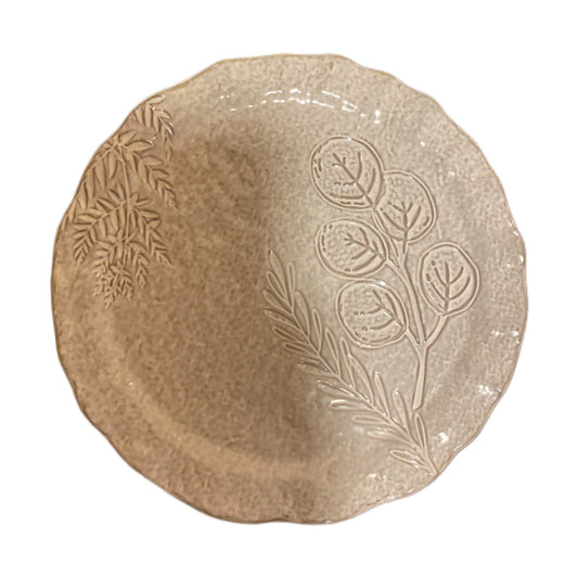 Mud Pie Plate Platter Tray Server VERANDA BOTANICAL Wavy Rim Mottled Stoneware