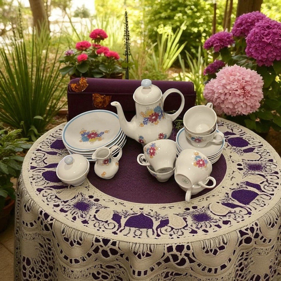 23 Piece Vintage KAHLA Floral Porcelain Tea Coffee Set Germany Blue Trim