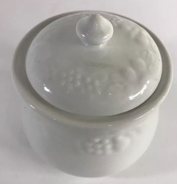 Gibson Designs Fruit Off Sugar Bowl & Lid  Embossed Fruits Ceramic