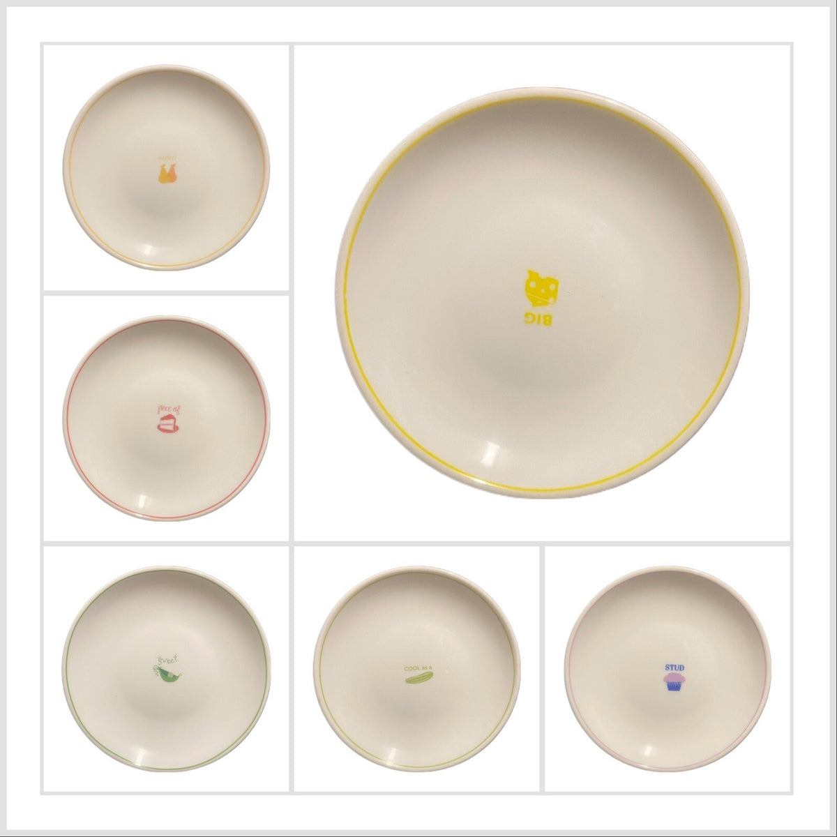 Bon Appetit 6-Snack Plates 6 3/4" D Hors D'oeuvre Eat Well Savor Life Pass It On