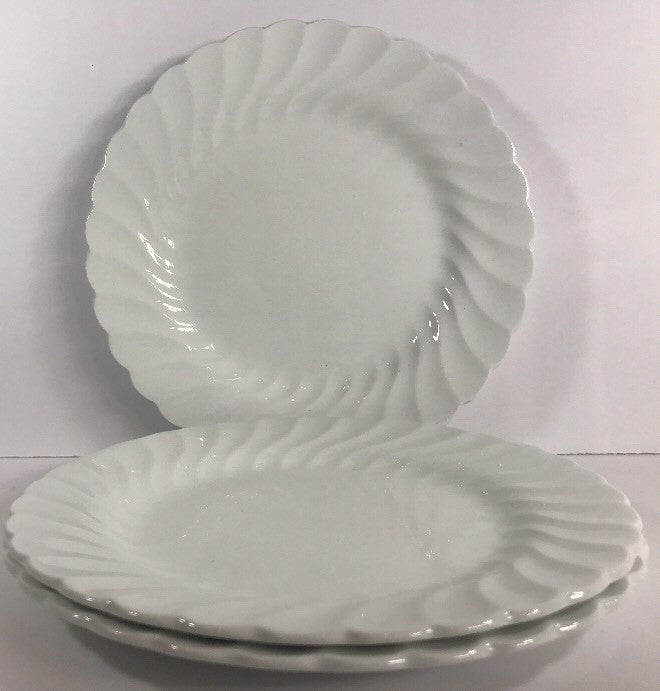 Johnson Brothers 3-Bread & Butter Plates Regency White Swirl England 6 1/4" D