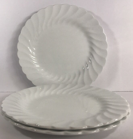 Johnson Brothers 3-Bread & Butter Plates Regency White Swirl England 6 1/4" D