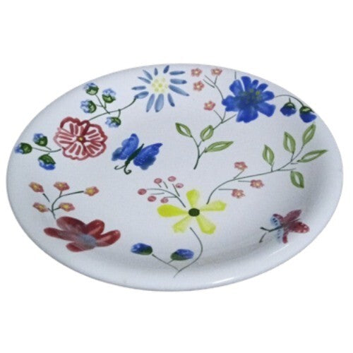 Gibson Designs ALISHA 4-Salad Plates 8 ¼”D Ceramic White Flowers Butterflies