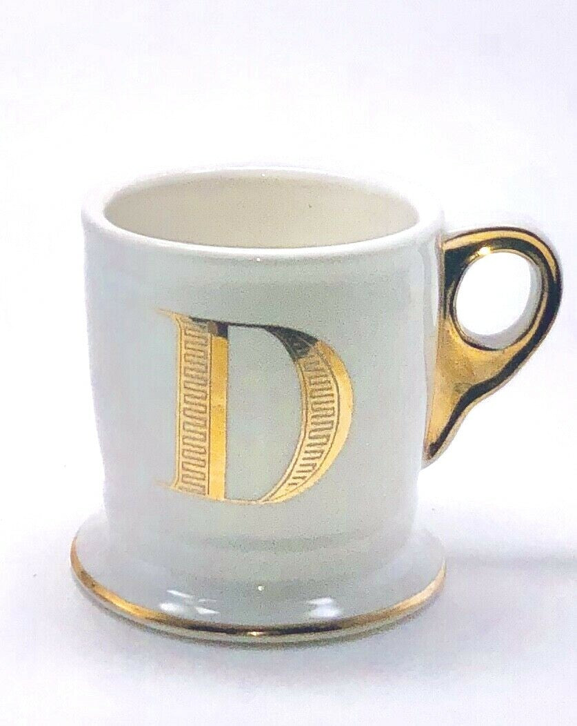 Anthropologie Initial Coffee Mug Limited Edition White Gold Monogram Letter Cup