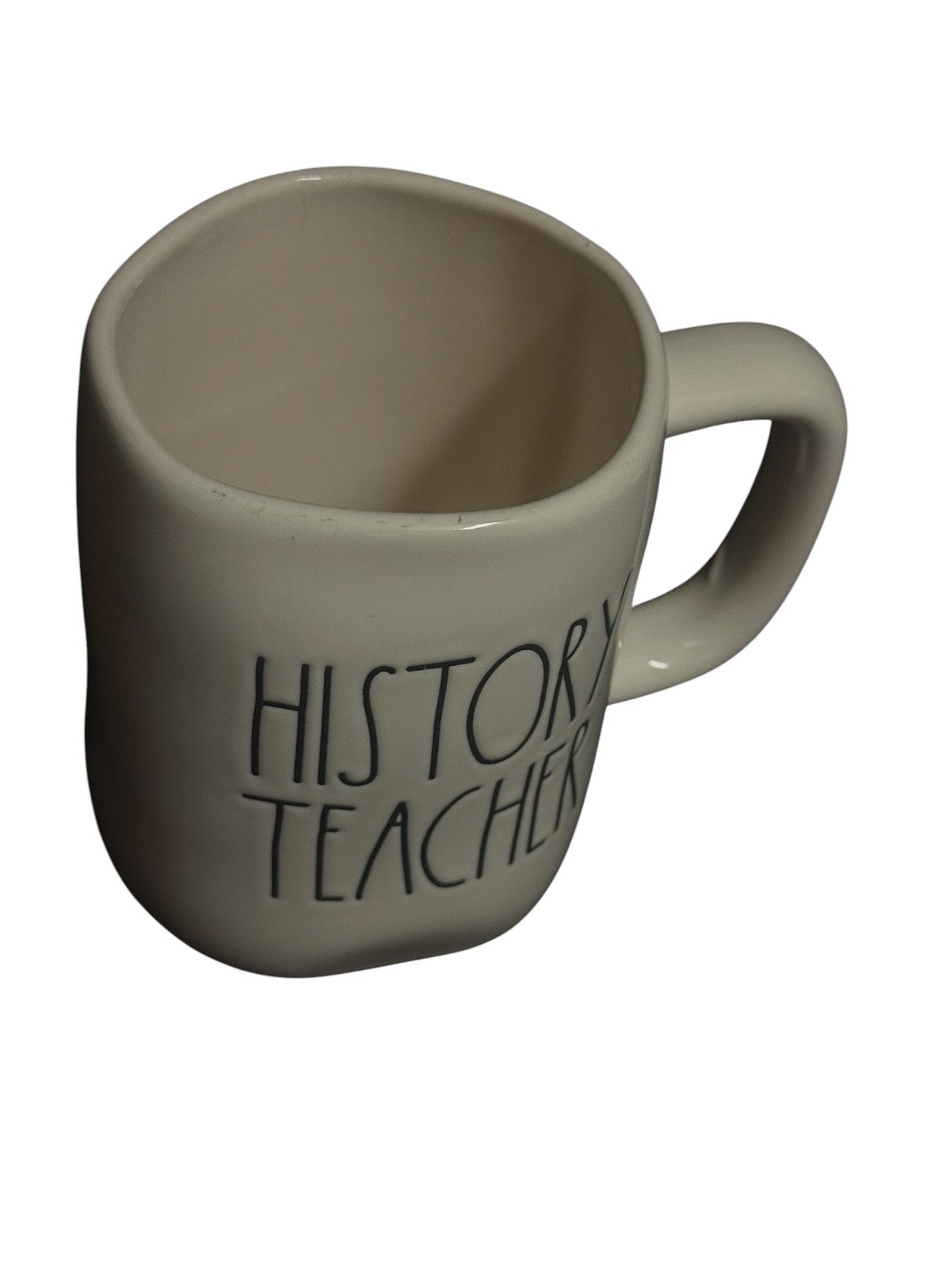 Rae Dunn HISTORY TEACHER Ceramic Coffee Mug White Black Lettering Teacher Gift