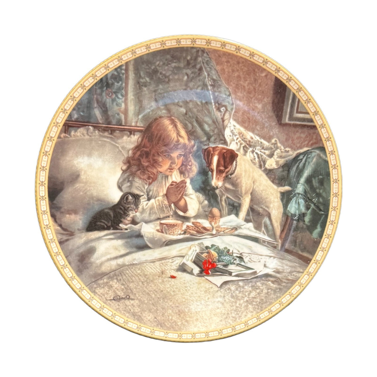 Royal Doulton BREAKFAST IN BED Plate Charles Burton Barber A Victorian Childhood
