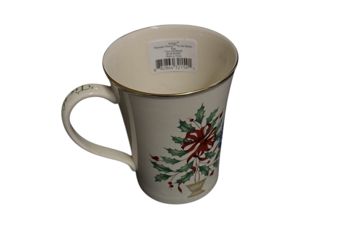 Lenox Holiday Warmest Wishes Poinsettia Christmas Mug Ivory