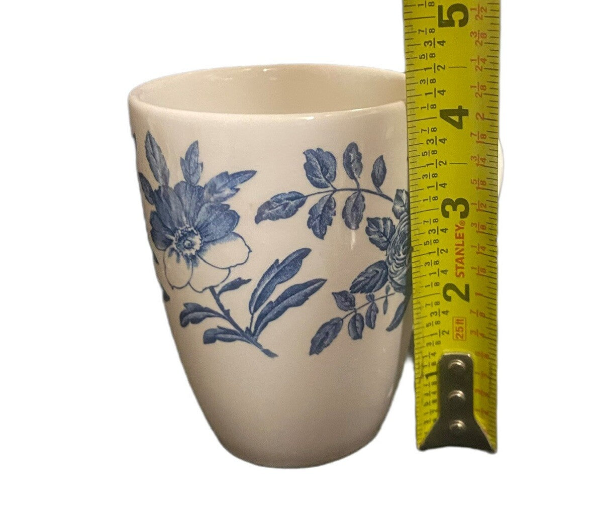 Churchill Mugs Blue Peony Ceramic England Set of 2 White Coffee Tea Cups