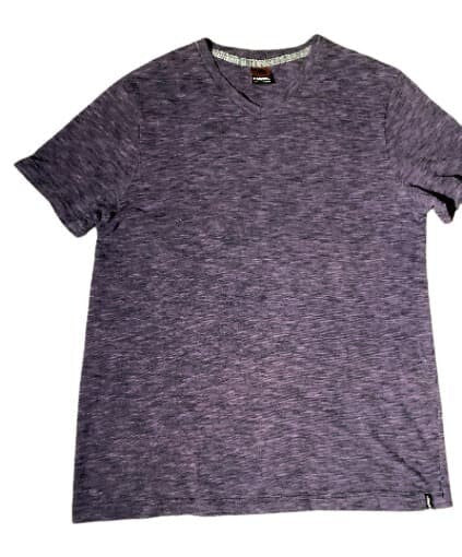 T-Shirt Hawk Purple Black Men Top Purple Black Crew Neck LG. Top