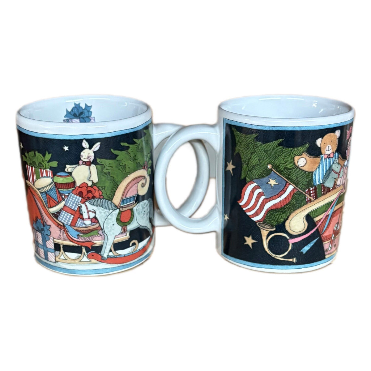 SUSAN WINGET 2-Mugs Certified Int’l Winter Coffee Tea Ceramic Holiday Cups