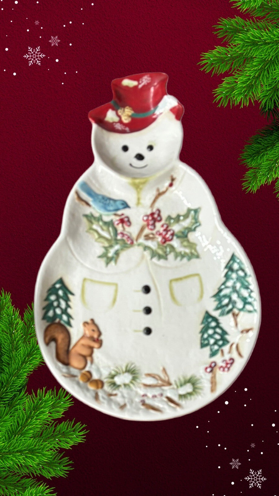 TRACY PORTER Jolly Ol’ Snowy Snowman Platter Chip & Dip Cookies Candies