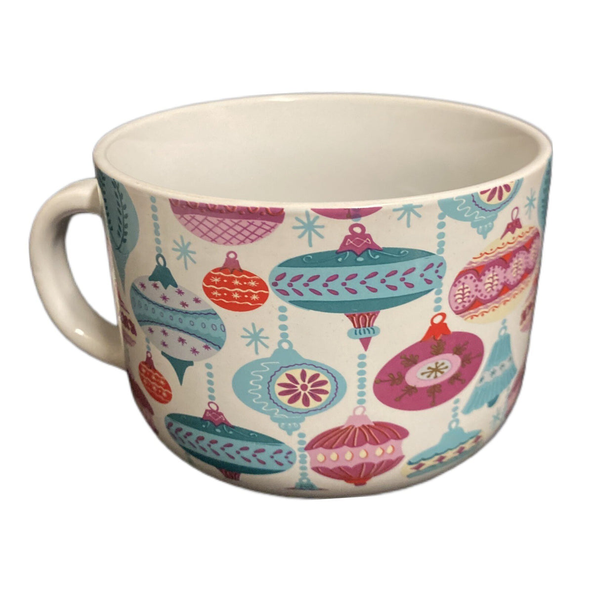 Modern Gourmet Foods 2-Mugs Christmas Ornaments Stoneware Cafe Latte Winter Cups