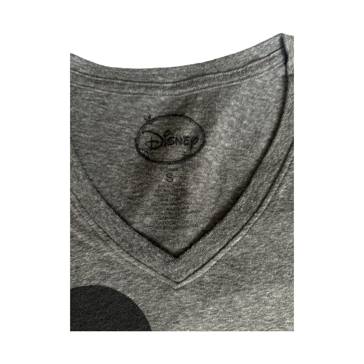 Disney Mickey Mouse Gray V-Neck T-Shirt Women’s Small Graphic Tee Classic S
