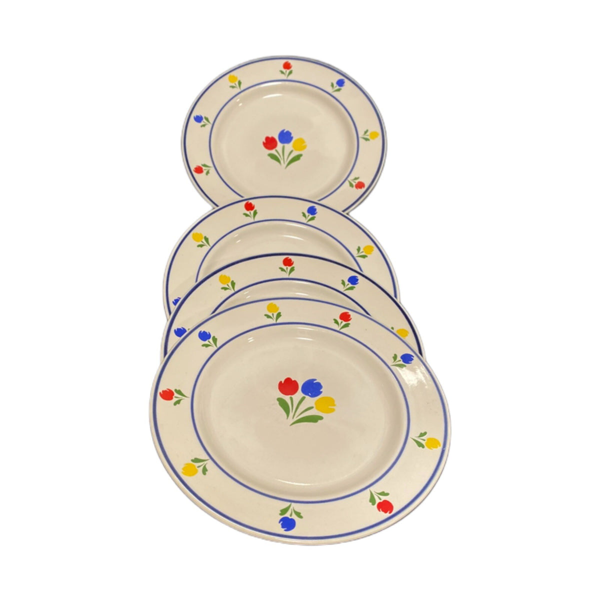 TULIP TYME 4-Bread & Butter Or Dessert Plates JMP Marketing Stoneware Oven Safe