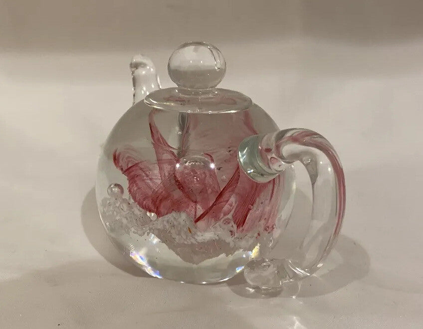 Vintage Dynasty Gallery Heirloom Collectible Paperweight Teapot Blown Art Glass