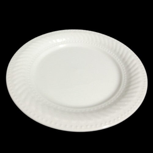 Gibson Designs IMPERIAL BRAID Salad Plate 7 3/4" D White Rope Dots Embossed Plat