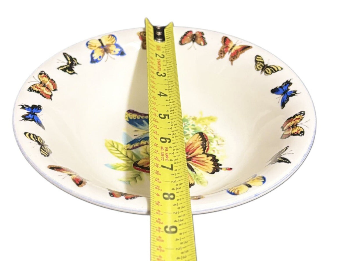 Tabletops Unlimited Soup Bowl BUTTERFLIES Oven Safe White Ceramic Pasta Dish