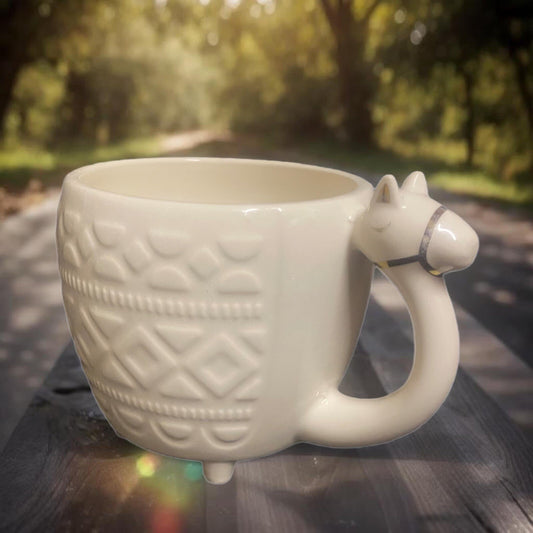Opalhouse Camel-Handle Coffee Mug — Gold Accents, Ceramic