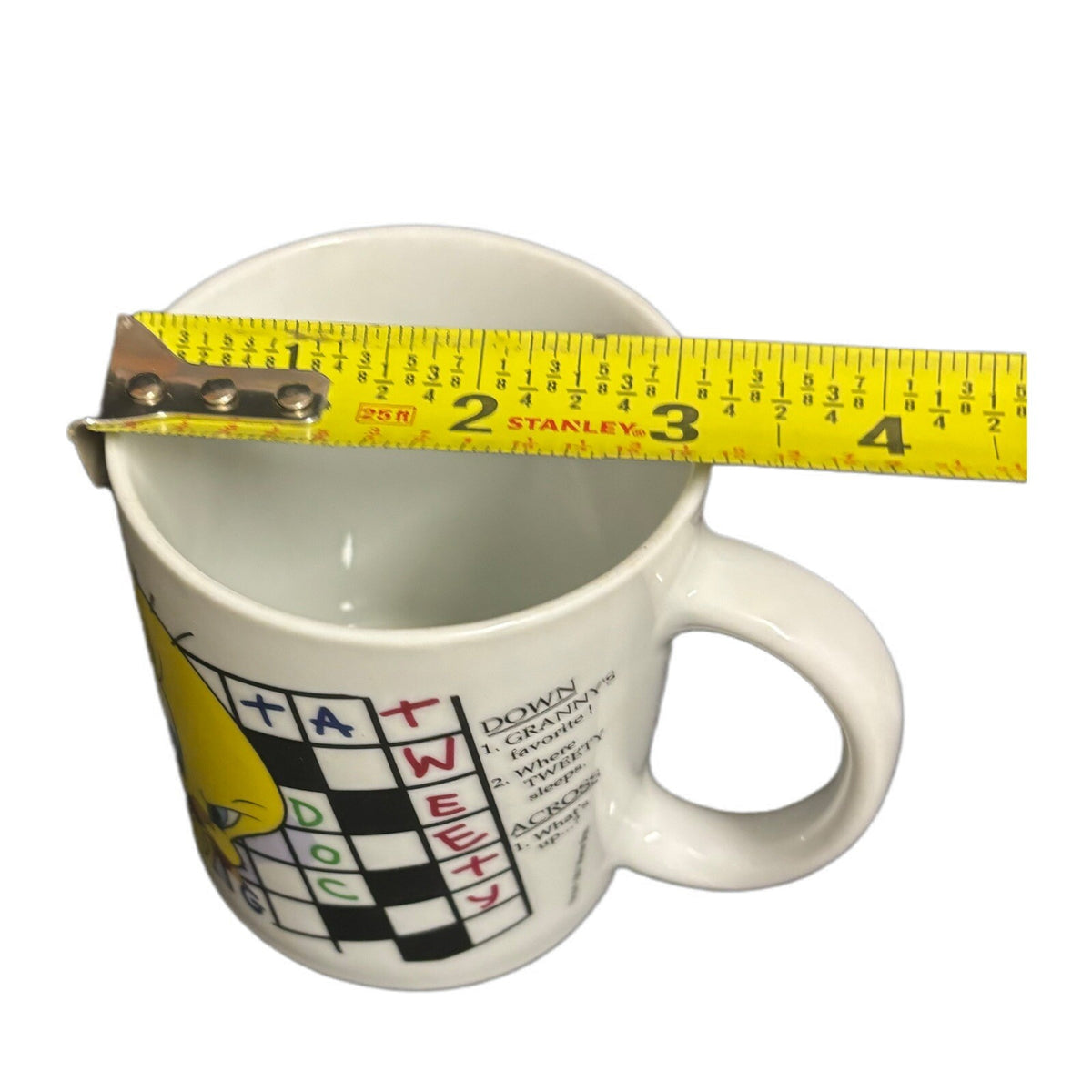 Warner Brothers Mug 1997 Tweety Bird Crossword Puzzle Looney Tunes Coffee Cup