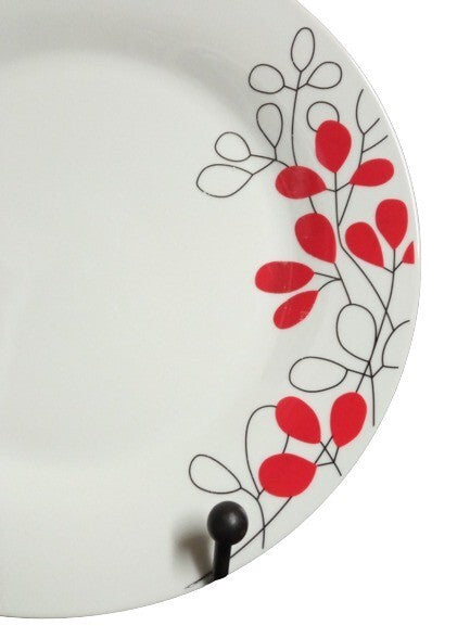 Gibson SCARLET LEAVES 4-Dinner Plates 10 ¾" Floral Ceramic
