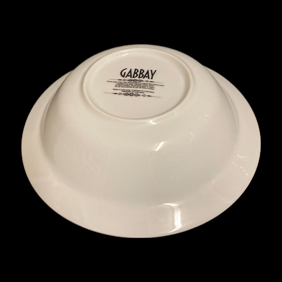 Gabbay QUEEN VICTORIA Vegetable Serving Bowl Ceramic White Gold Border Trim
