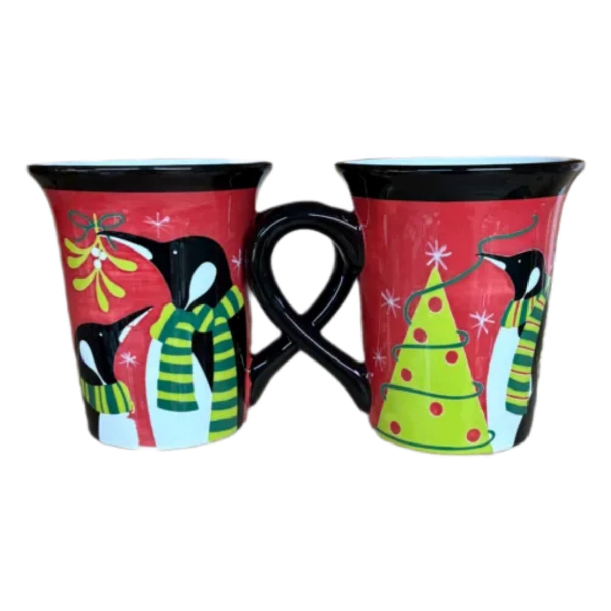 STEPHANIE STOUFFER 4-Mugs Penguins Certified Int’l Ceramic Red Coffee Tea Cups