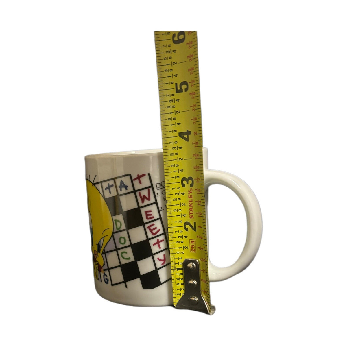 Warner Brothers Mug 1997 Tweety Bird Crossword Puzzle Looney Tunes Coffee Cup