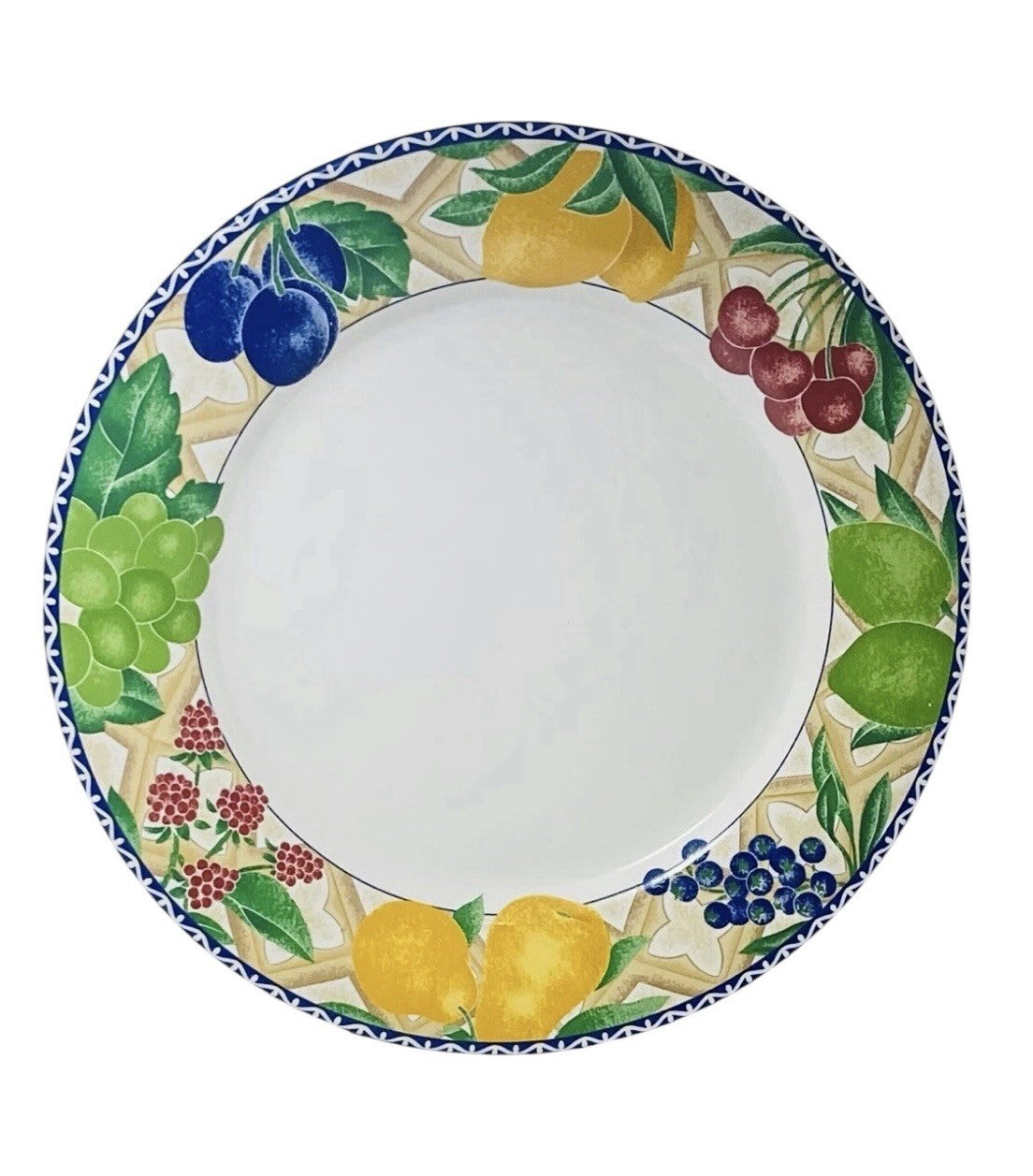 Sango Delight 4869 Set of 4 Dinner Plates Fruit Rim 10.75” Stoneware Vintage
