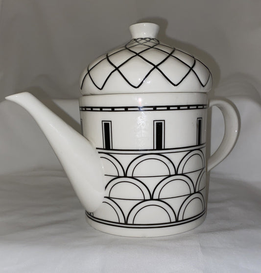 Grace’s Tea-ware Ceramic Teapot With Lid  Abstract Black & White 6 1/4”H