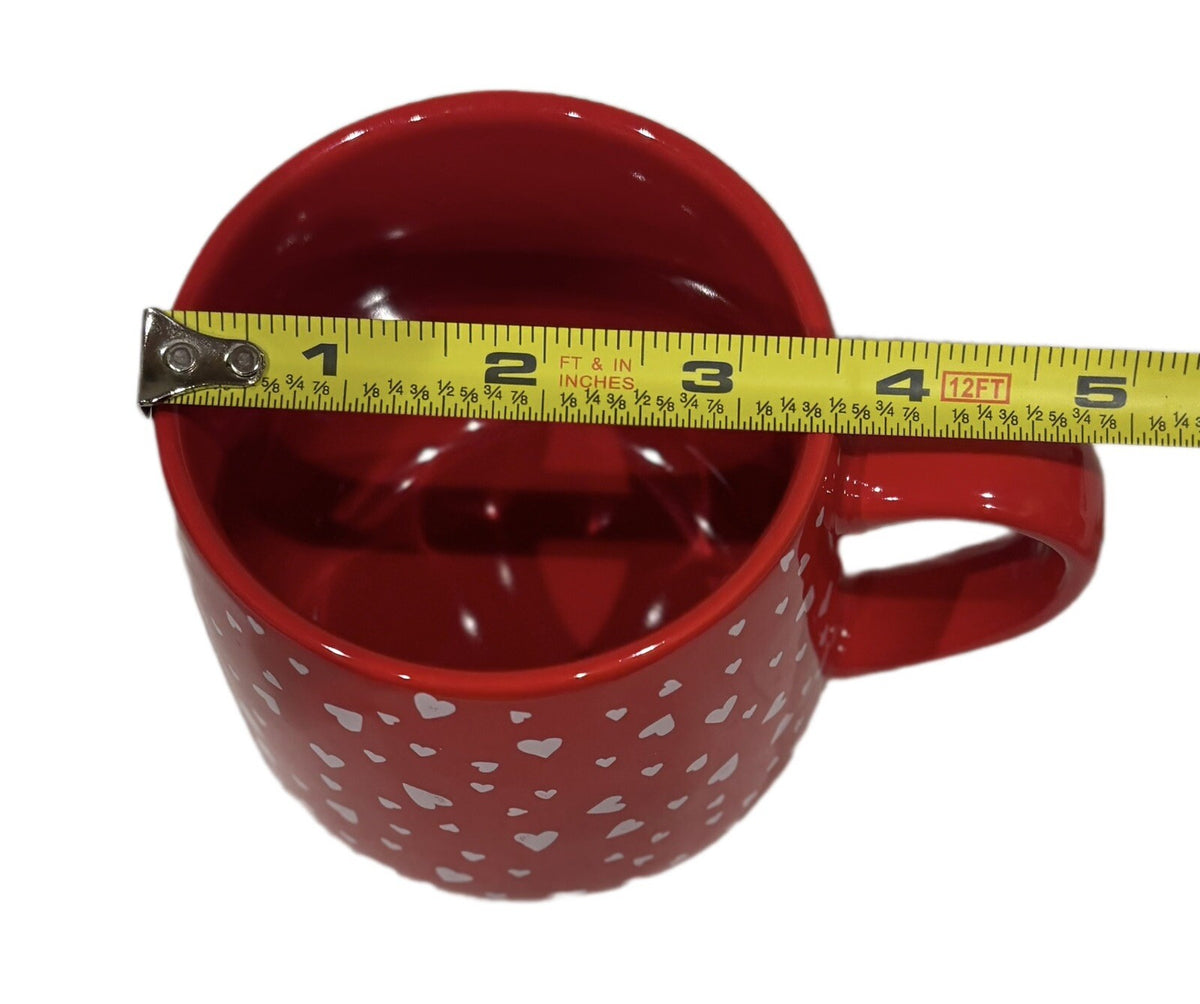 THRESHOLD Red Mug White Hearts Valentines Day Stoneware Tea Coffee Cup Target