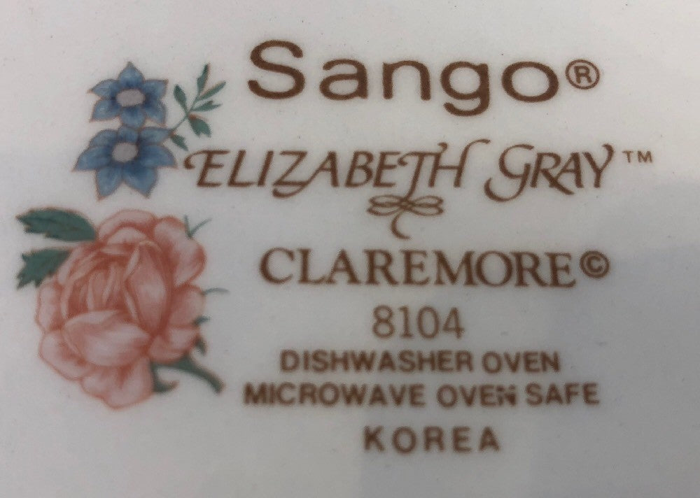 Sango ELIZABETH GRAY Chop Plate/Claremore  Collection 8104 Korea Oven Safe