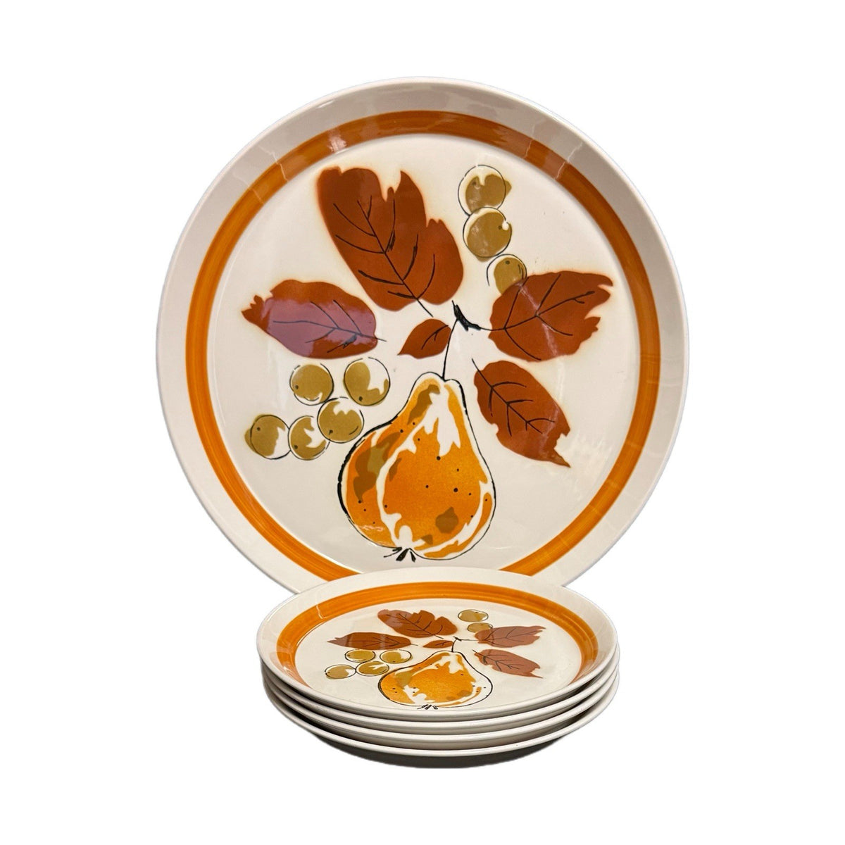 Mikasa Duplex Harvest Ben Seibel Set 12.75” Chop Plate & 4 Salad Plates 8”Japan