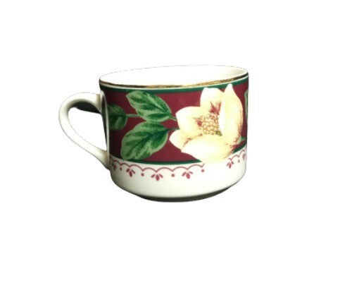 Gibson Designs Magnolia Bloom • Set of 4 Cups & Saucers • Floral Ceramic