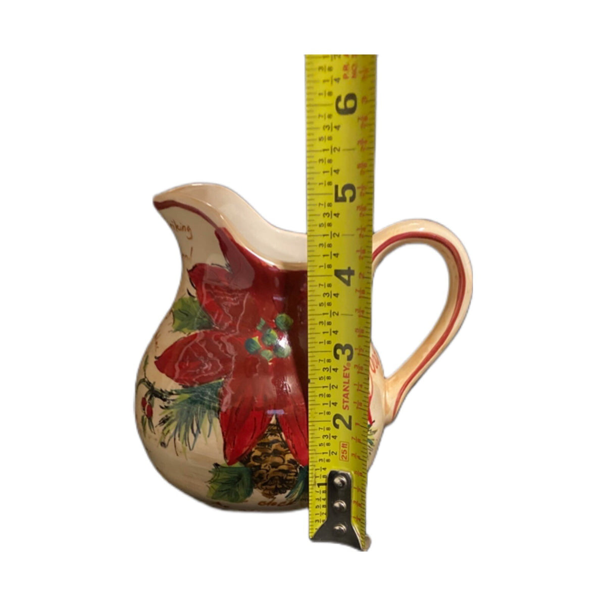 Maxcera NOEL Creamer Poinsettia Pine Cone Holly Berries Christmas  Holiday Cheer