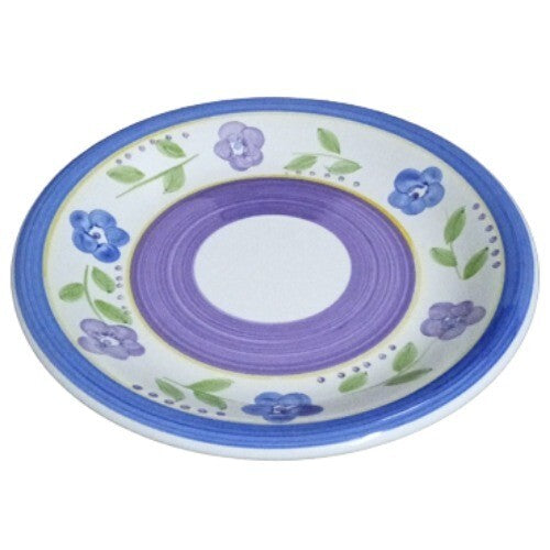 Gibson Designs BELLA 4-Dinner Plates 11 1/8"D Ceramic Blue Lavender Floral Bands
