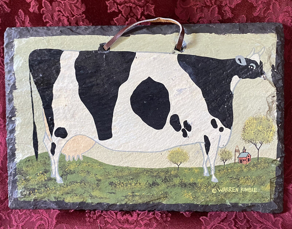 Karen Wimble Slate Farmhouse Cow Hanging Patio Porch Terrace Garden 12”W Signed
