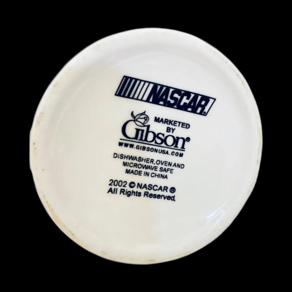 Vintage Gibson NASCAR 2002 Mug Racing Car Flag Ceramics Coffee 11 oz. Tea Cup