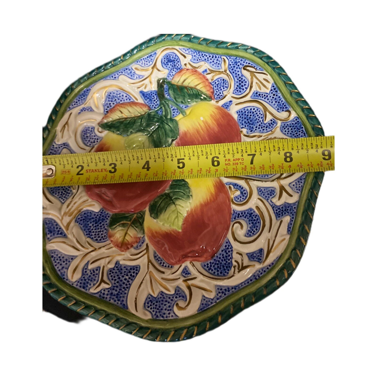 Fitz & Floyd Florentine Apple 3D Relief Canape Accent Plate Italy Style