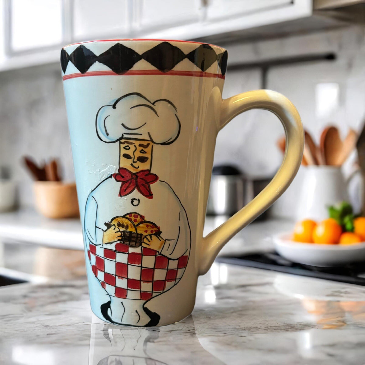 LE CHEF Latte Mug Ambiance Collections Tall Ceramic Coffee Tea Cup