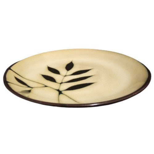 Gibson ELITE MIDNIGHT PALM 4-Salad Plates 8 ¼” D Black Cream Leaves Dessert Dish