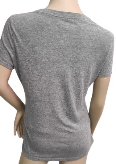 Aeropostale T-Shirt Heart Embellished Sequins L Gray Short Sleeves Crew Neck Top