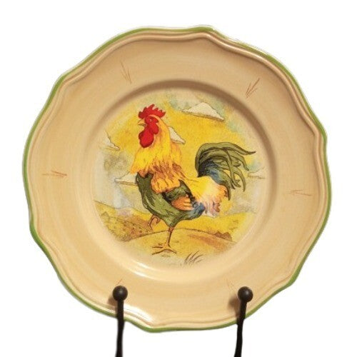Gibson Designs ROYAL ROOSTER 4-Dinner Plates Hand Painted 11"D Scalloped