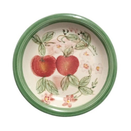 Gibson Designs Peach Duo Set of 3 Salad Plates 7 3/8” Fruit Floral Ceramic Green