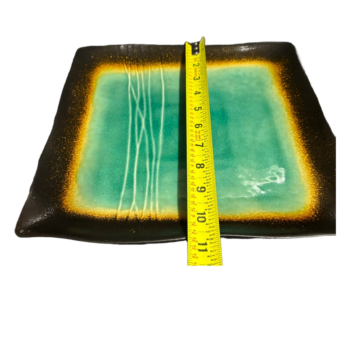 Baum GALAXY JADE Square Dinner Plates Set of 5-Scalloped  10.5"D Stoneware