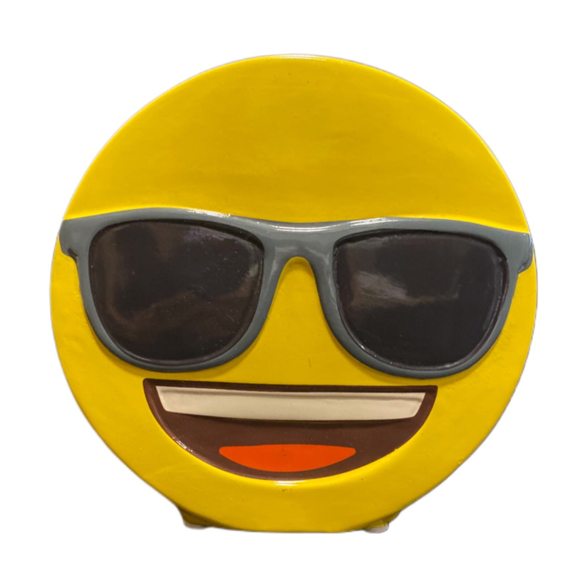 EMOJI Yellow Ceramic Coin Piggy Savings Bank With Stopper Sunglasses GLOBAL 2015