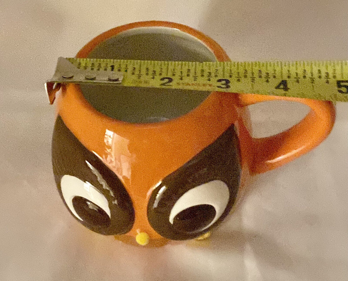 Mesa Home Products Coffee Mug 3D Owl Hand Painted Orange Brown 16 Oz Tea Cup