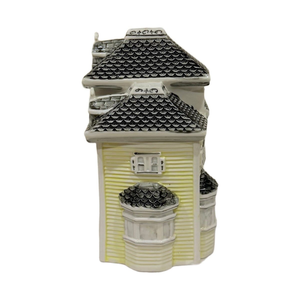 Victorian House Cookie Jar Yellow Ceramic Home Collectible Kitchen Storage
