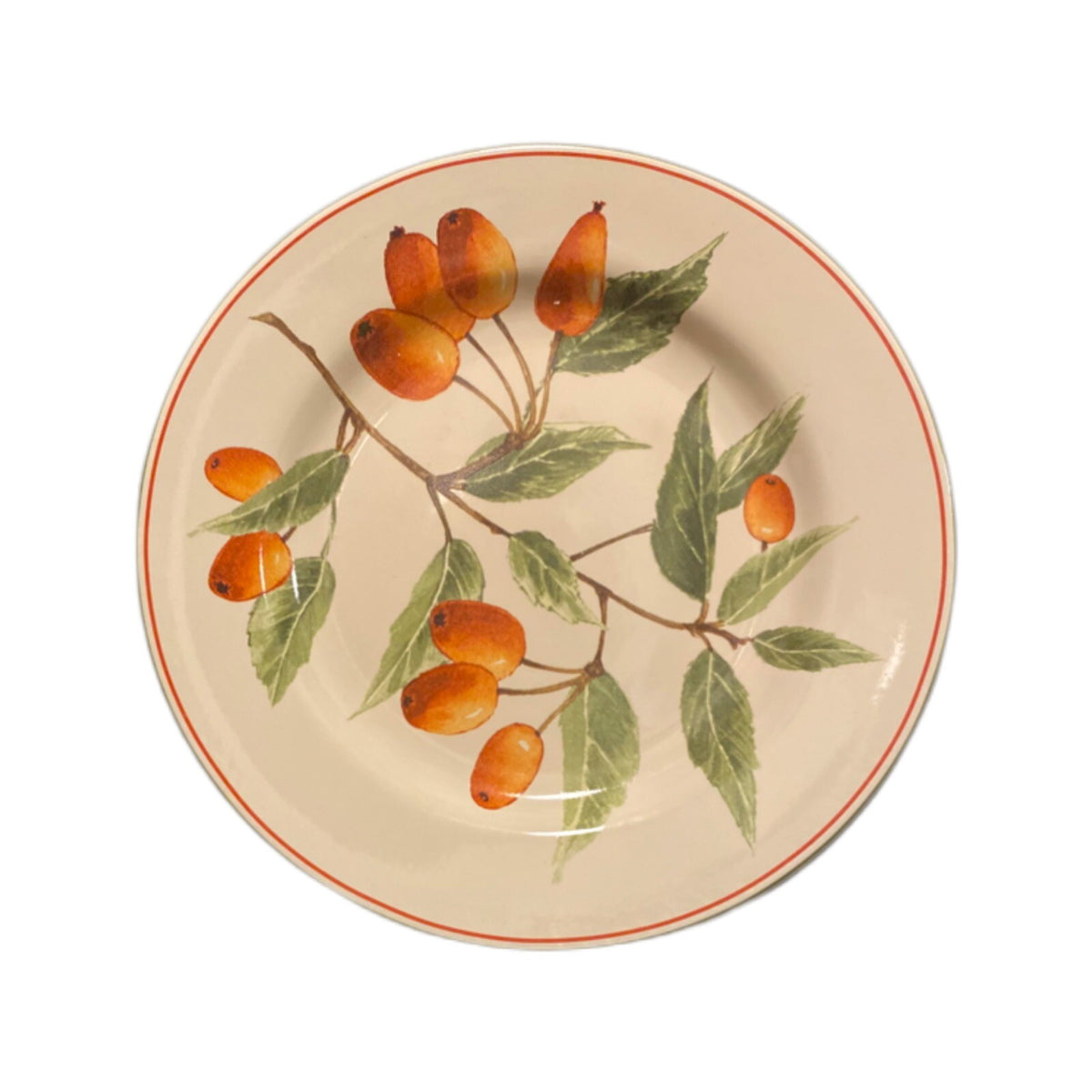 Oneida Sakura BERRY FIELDS Salad Dessert Plate Bright Orange Berries Stoneware